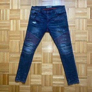 Size 34 x 33 Preme Distressed Skinny Biker Jeans